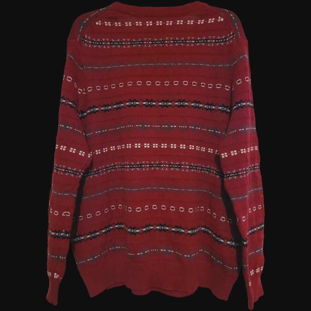 Croft & Barrow Knit Sweater Red Striped Accents XL 100% Cotton - Picture 3 of 5